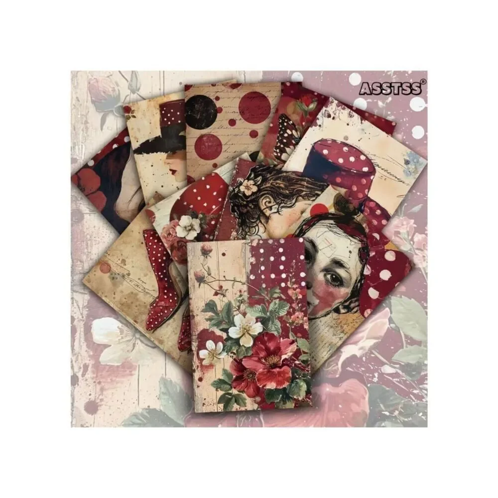 NWT 20pc Vintage Retro Lady Polka Dot Scrapbook Paper Craft Journal Ephemera 4x6